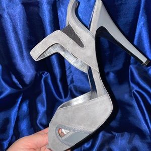 Brand new grey suede leather heels